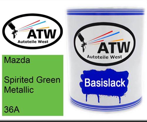 Mazda, Spirited Green Metallic, 36A: 1L Lackdose, von ATW Autoteile West.